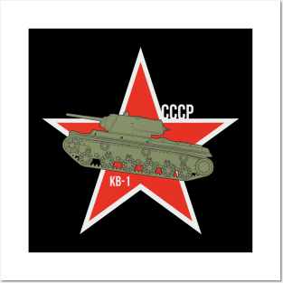 Tank legend KV-1 on the background of a star Posters and Art